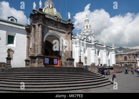 The Cathedral of Quito in the historic old city of Quito, Ecuador. Stock Photo