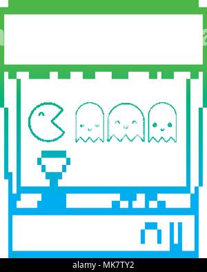 degraded line gamepad simulator with characters digital videogame Stock ...