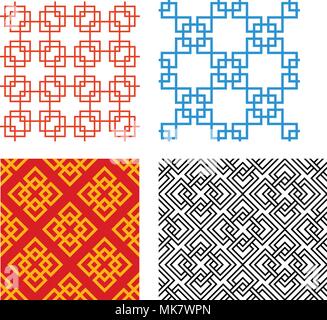 Seamless Chinese pattern in geometric style vector art Stock Vector