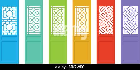 Traditional korean door and window ornament, chinese wall design, japan  frames vector set. Traditional chinese decoration illustration Stock Vector  Image & Art - Alamy