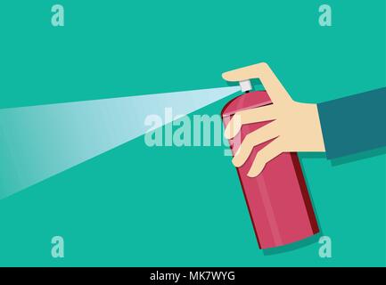 A man holding a spray can and use it, vector art design Stock Vector