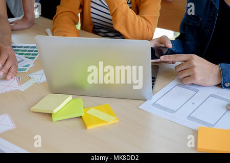 Designer drawing Web template layout development responsive branding Concept Stock Photo