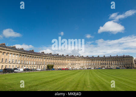 Royal Crescent in the City of Bath on a day in Springtime Stock Photo