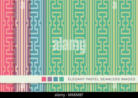 Seamless pastel background set Polygon Cross Tracery Frame Line, collection of stylish vintage retro pattern ideal for greeting card banner or wallpap Stock Vector