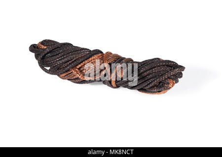 Copper braided hose. Close-up. Isolated on white background. Stock Photo