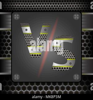 Concept of Confrontation, Final Fighting. Versus VS Letters Fight Background with Perforated Grid Stock Vector