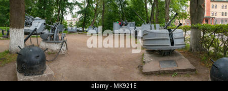 SHLISSELBURG, SAINT PETERSBURG, RUSSIA - AUGUST 21, 2017: the Museum of naval guns, the Echoes of great battles. Panorama Stock Photo