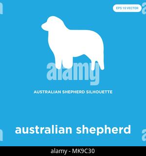 australian shepherd vector icon isolated on blue background, sign and symbol