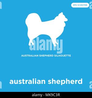 australian shepherd vector icon isolated on blue background, sign and symbol Stock Vector
