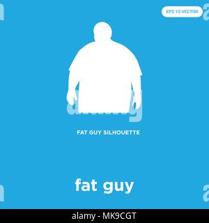 fat guy vector icon isolated on blue background, sign and symbol Stock Vector
