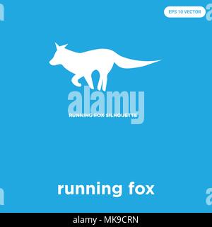 running fox vector icon isolated on blue background, sign and symbol Stock Vector