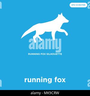 running fox vector icon isolated on blue background, sign and symbol Stock Vector