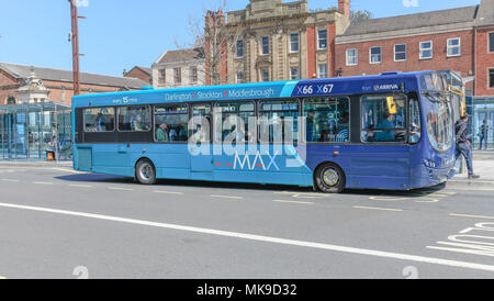 An Arriva bus in the  High Street in Stockton on Tees,England,UK on a sunny day Stock Photo