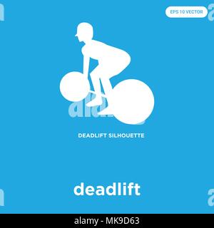 deadlift vector icon isolated on blue background, sign and symbol Stock Vector