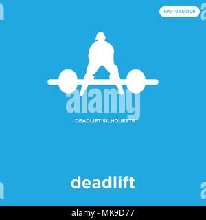 deadlift vector icon isolated on blue background, sign and symbol Stock Vector