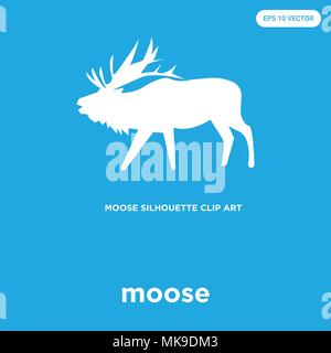 moose vector icon isolated on blue background, sign and symbol Stock Vector