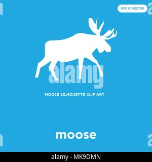 moose vector icon isolated on blue background, sign and symbol Stock Vector