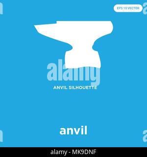 anvil vector icon isolated on blue background, sign and symbol Stock Vector