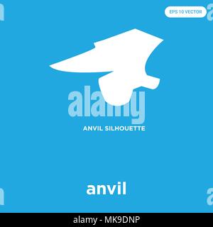 anvil vector icon isolated on blue background, sign and symbol Stock Vector