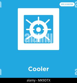 Cooler vector icon isolated on blue background, sign and symbol Stock Vector