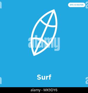 Surf vector icon isolated on blue background, sign and symbol Stock Vector