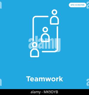Teamwork vector icon isolated on blue background, sign and symbol Stock Vector