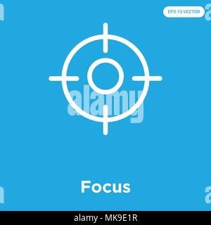 Focus vector icon isolated on blue background, sign and symbol Stock Vector