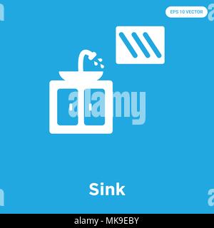 Sink vector icon isolated on blue background, sign and symbol Stock Vector