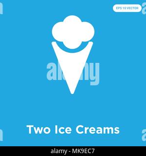 Two Ice Creams vector icon isolated on blue background, sign and symbol Stock Vector