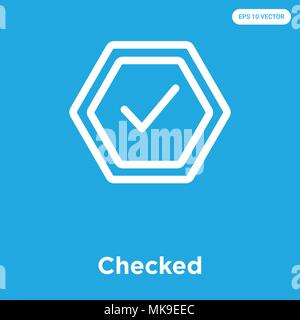 Checked vector icon isolated on blue background, sign and symbol Stock Vector