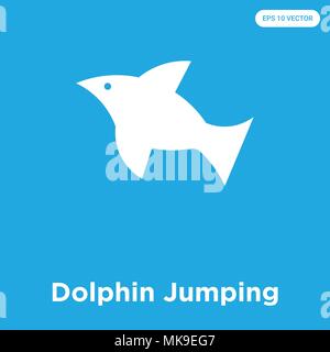Dolphin Jumping vector icon isolated on blue background, sign and symbol Stock Vector