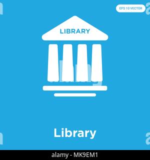 Library vector icon isolated on blue background, sign and symbol Stock Vector
