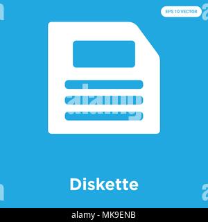 Diskette vector icon isolated on blue background, sign and symbol Stock Vector