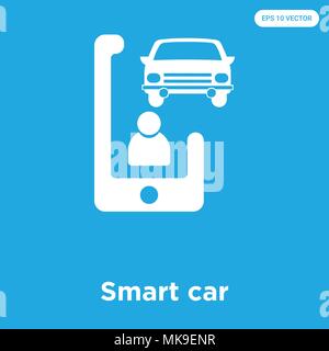 Smart car vector icon isolated on blue background, sign and symbol Stock Vector