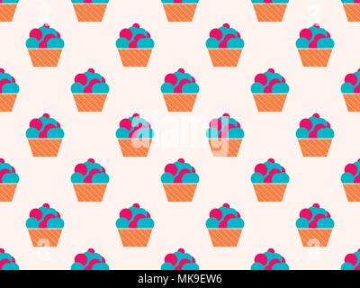 Cake seamless pattern. The cream in the basket. Vector illustration Stock Vector