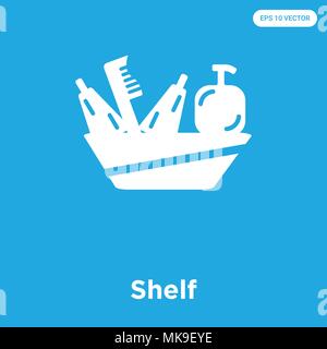 Shelf vector icon isolated on blue background, sign and symbol Stock Vector