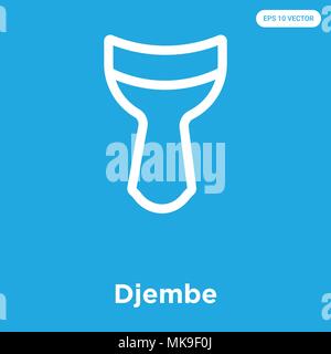 Djembe vector icon isolated on blue background, sign and symbol Stock Vector