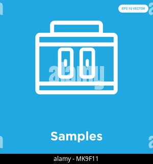 Samples vector icon isolated on blue background, sign and symbol Stock Vector
