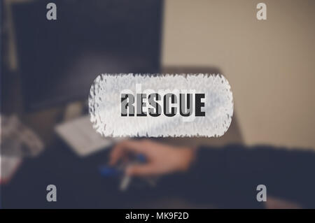 Rescue word with blurring business background Stock Photo