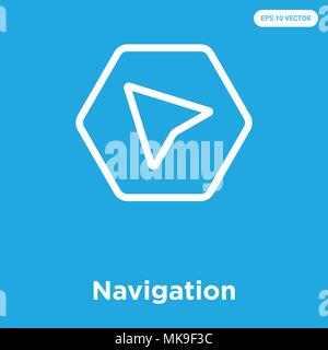 Navigation vector icon isolated on blue background, sign and symbol Stock Vector