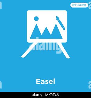 Easel vector icon isolated on blue background, sign and symbol Stock Vector
