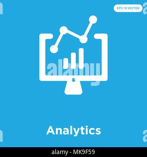 Analytics vector icon isolated on blue background, sign and symbol Stock Vector