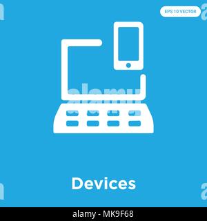 Devices vector icon isolated on blue background, sign and symbol Stock Vector