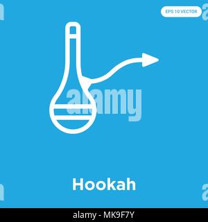 Hookah vector icon isolated on blue background, sign and symbol Stock Vector