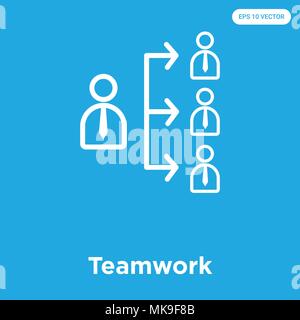 Teamwork vector icon isolated on blue background, sign and symbol Stock Vector