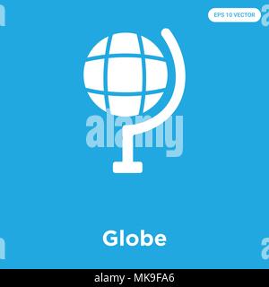 Globe vector icon isolated on blue background, sign and symbol Stock Vector