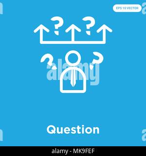 Question vector icon isolated on blue background, sign and symbol Stock Vector