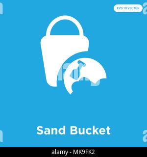 Sand Bucket vector icon isolated on blue background, sign and symbol Stock Vector