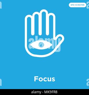 Focus vector icon isolated on blue background, sign and symbol Stock Vector