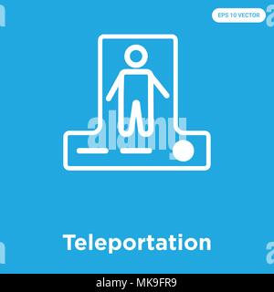 Teleportation vector icon isolated on blue background, sign and symbol Stock Vector